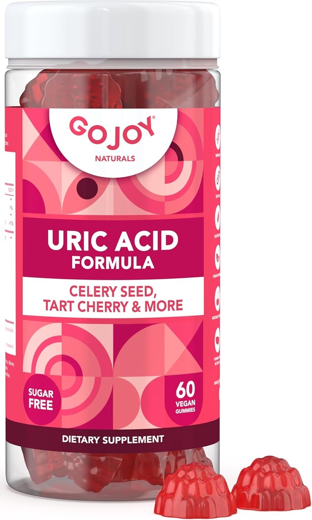 Uric Acid Support Formula for Adults - Tart Cherry Gummies with Celery Seed Extract - για άνδρες και γυναίκες αρθρώσεις Νεφροί και περισσότερα - Σόγια & ζάχαρη Δωρεάν
