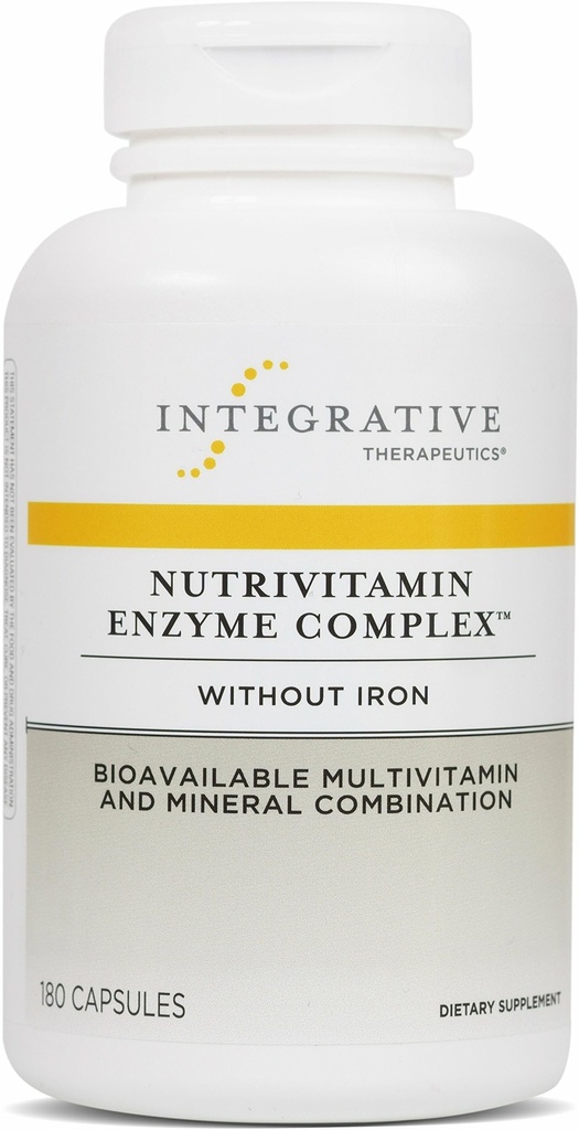 Integrative Pharmaceuticals NutriVitamin Enzyme Complex - Multivitamin Supplement for Antioxidant Support* - Digestive Enzymes with Essential Nutrients - Dairy-Free - 180 Caps (60 Servings)