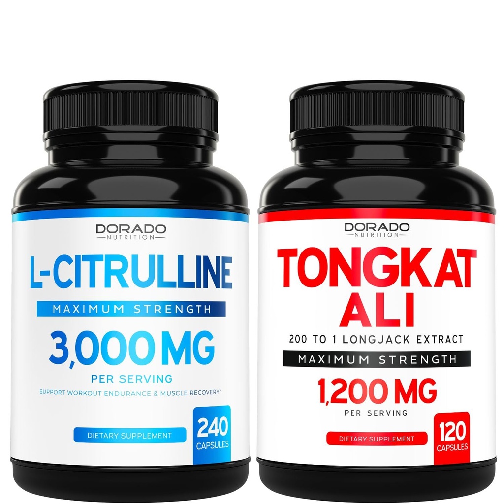 L Citrulline 3000mg Supplement (240 Count) L Arginine & Nitric Oxide Pills - Tongkat Ali For Men 1200mg 200 to 1 Extract - (120 Count) Support Strength,Drive & Athletic Performance - Vegan & USA Made