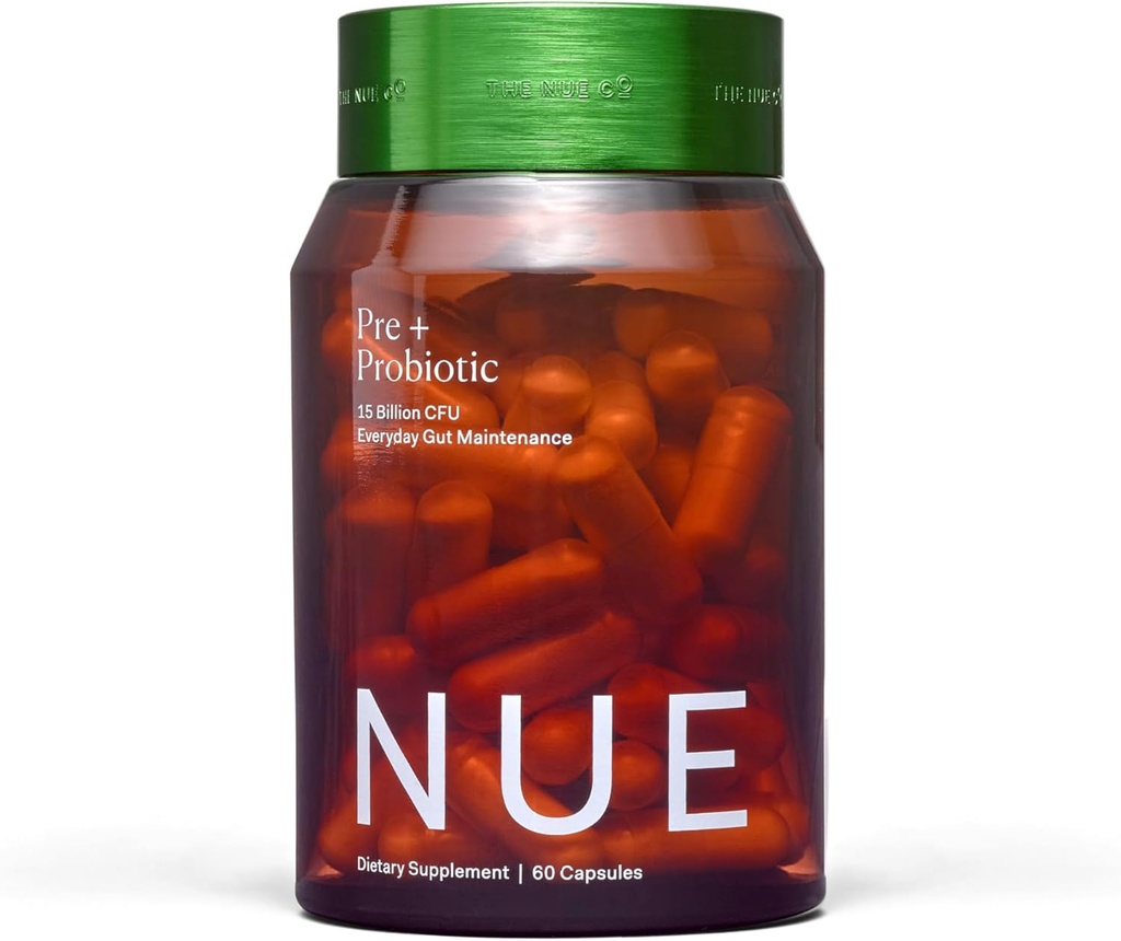 Το Nue Co. PREBIOTIC + PROBIOTIC συμπλήρωμα, υποστηρίζει την υγεία των ούλων, Synbiotic και Spore με βάση, IBS Relief, Ανοσία, και το δέρμα, Vegan, Χωρίς γλουτένη, 60 κάψουλες