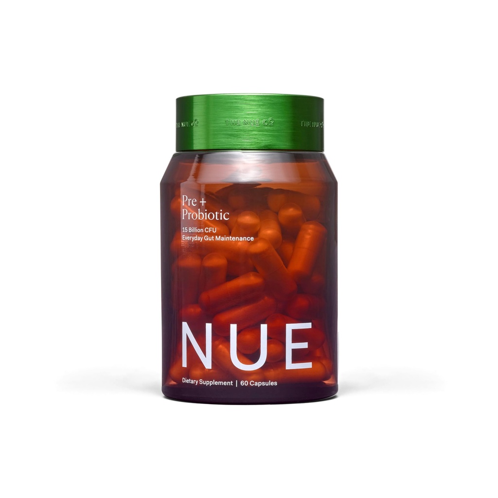 Το Nue Co. PREBIOTIC + PROBIOTIC συμπλήρωμα, υποστηρίζει την υγεία των ούλων, Synbiotic και Spore με βάση, IBS Relief, Ανοσία, και το δέρμα, Vegan, Χωρίς γλουτένη, 60 κάψουλες