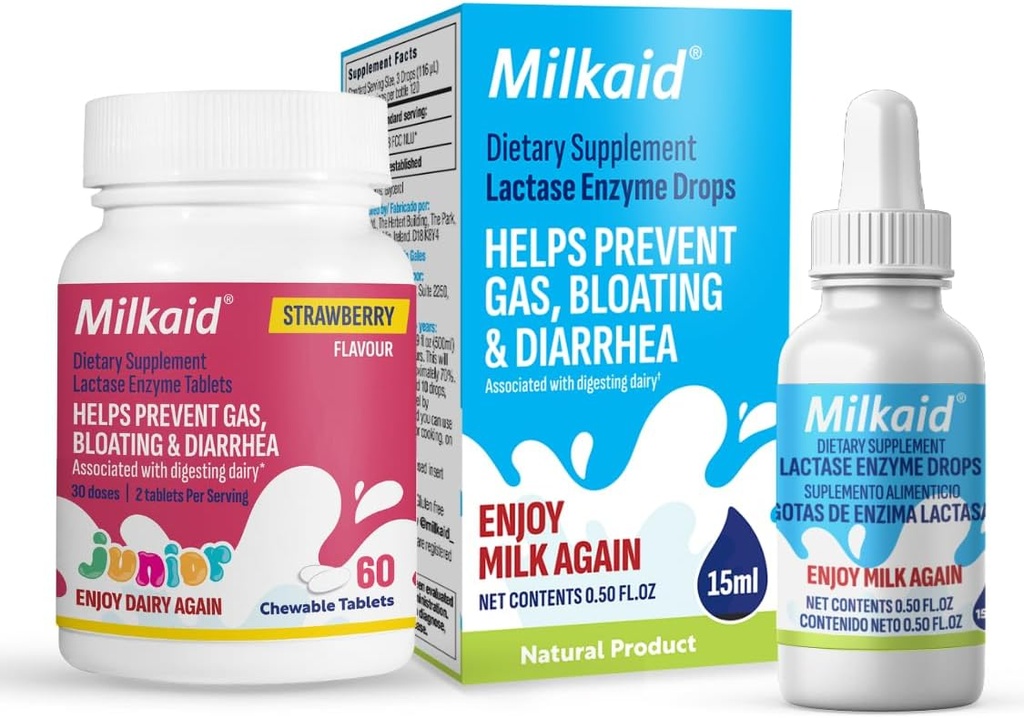 Milkaid Junior Lactase Enzyme Μασώμενα δισκία για δυσανεξία της λακτόζης 