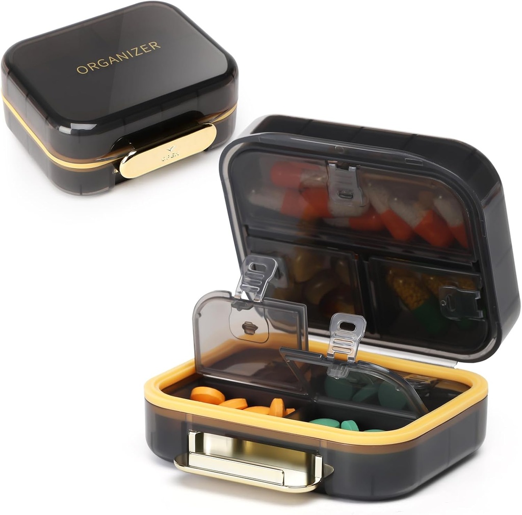 Toplive 7 Διαμερίσματα Φορητό χάπι Organizer Ταξιδιωτική Ιατρική Χάπια Organizer, Moisture Proof Μικρό Χάπια Θήκη Pocket Hill Holder Καθημερινή κουτί χαπιών για ιχθυέλαιο Βιταμίνες, Μαύρο