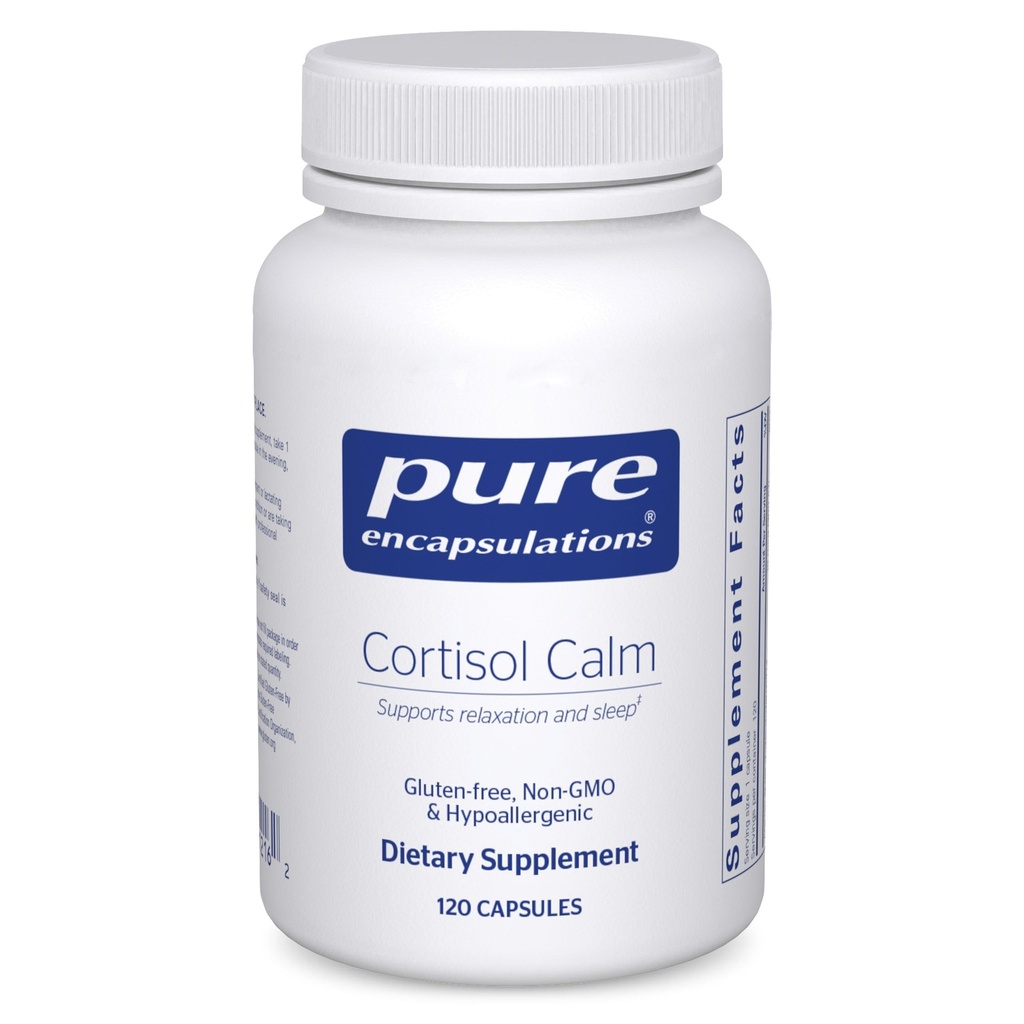 Καθαρές ενθυλακώσεις Cortisol Calm - Υποστηρίζει Cortisol Υγεία & χαλάρωση - Περιέχει Ashwagandha & L-Theanine - Ξεκούραστος ύπνος - 120 κάψουλες