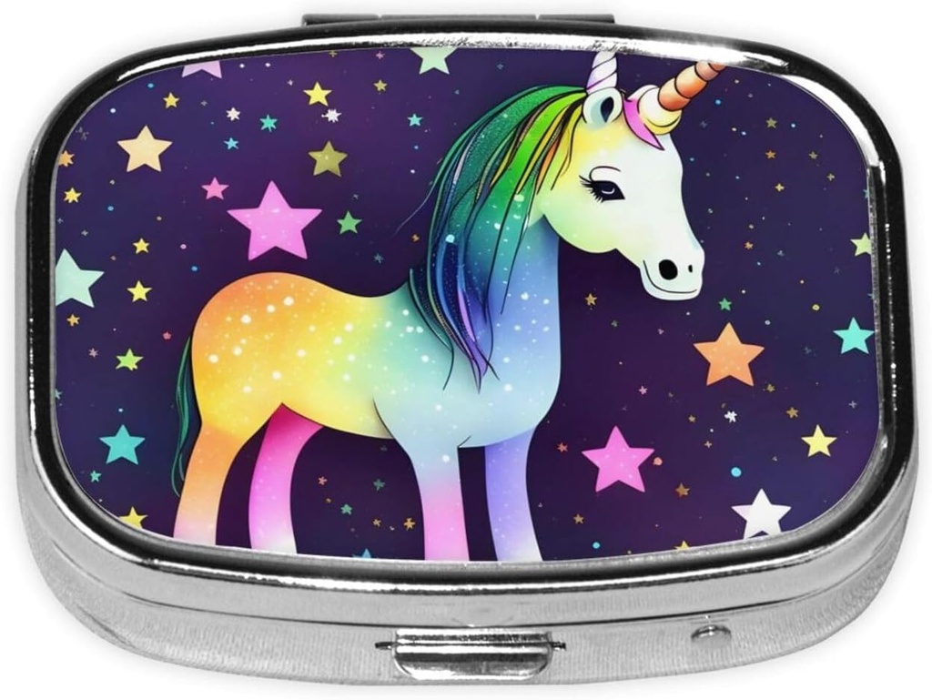 Pill Box, Small Pill Case for Purse & Pocket, Cute Medicine Organizer Travel Pillbox, Portable Pill Container Holder to Hold Vitamins, Medication, Fish Oil and Supplements,One-Horse Star