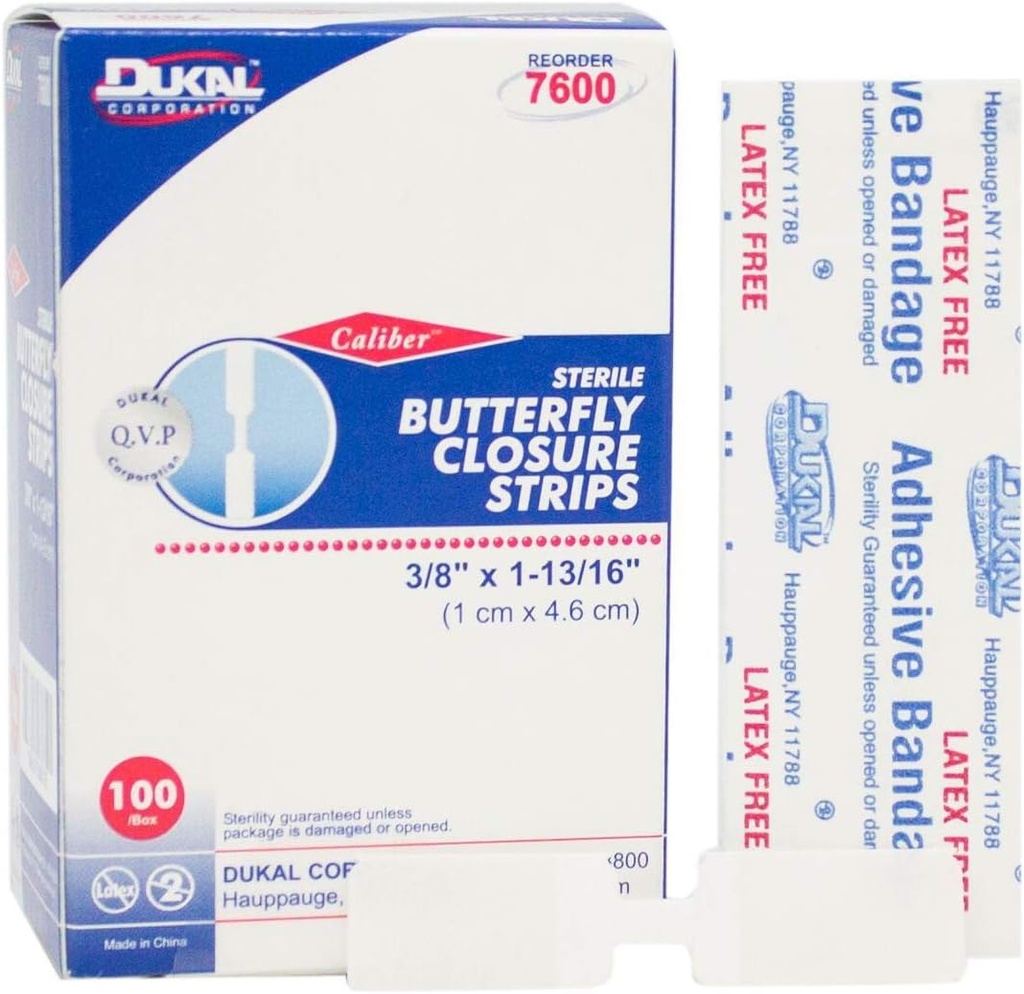 Dukal Butterfly Λωρίδες Κλείσιμο. Πακέτο των 100 Αυτοκόλλητων Τραυμάτων. Στείρα για Προστασία Τραυμάτων. Εφάπαξ χρήση. Μεμονωμένα τυλιγμένα. Εύκολο στην εφαρμογή.