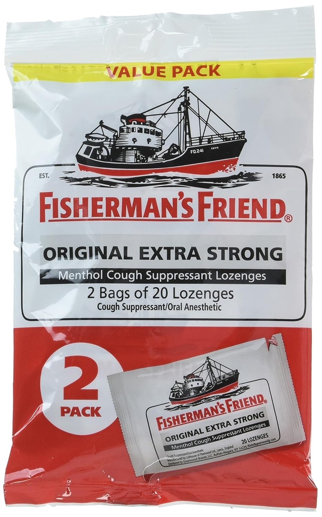 Friend Fisherman's Friend Original Extra Strong Cough Suppressant Lozenges, 20 Count (πακέτο του 2)