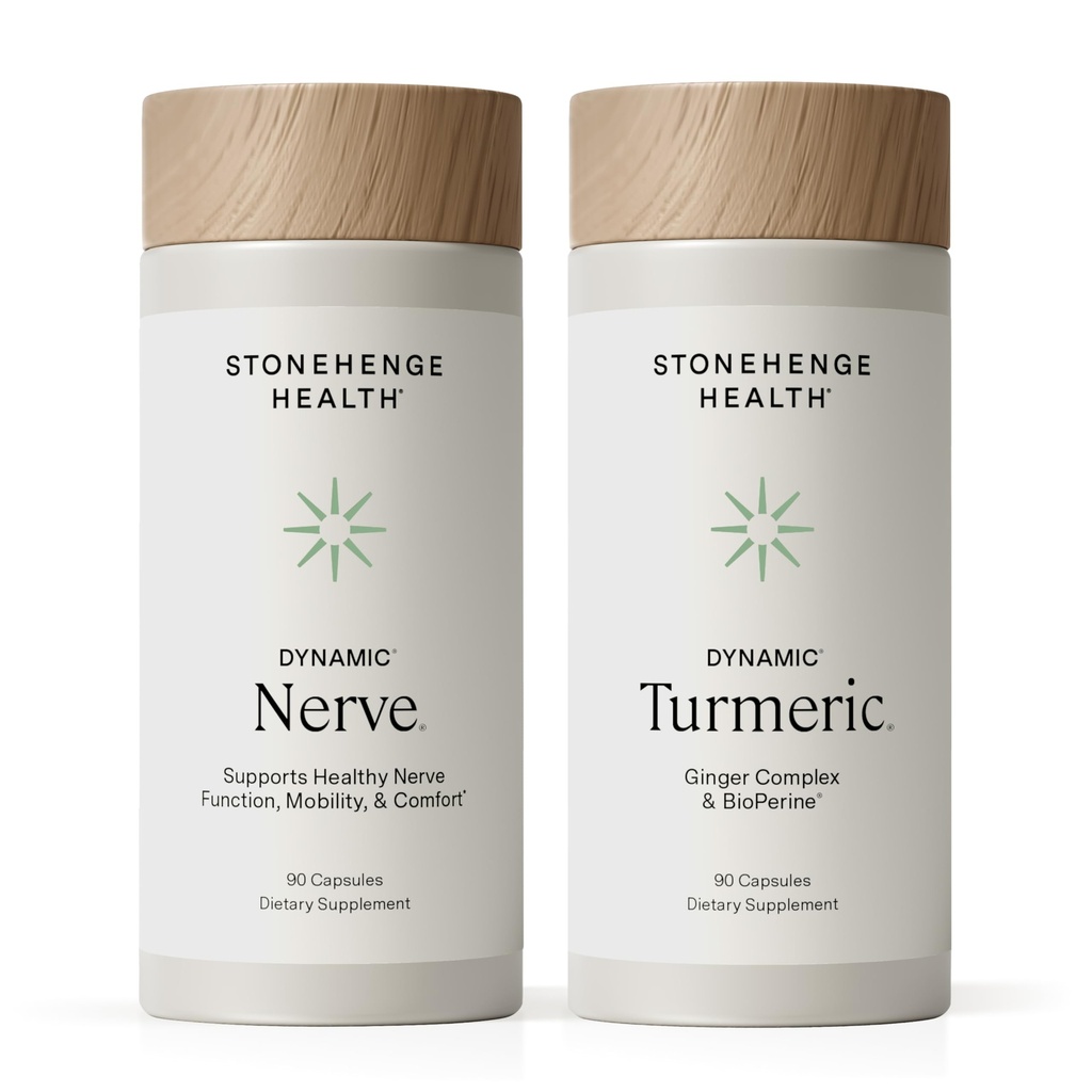 Stonehenge Health Dynamic Nerve + Dynamic Turmeric Bundle Συμπληρώματα για την υποστήριξη άνεσης, τσιμπήματος, Numbness, Burning
