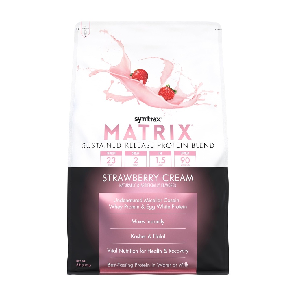 Syntrax Nutrition Matrix - Μείγμα πρωτεΐνης παρατεταμένης αποδέσμευσης, κρέμα φράουλας 5 lbs.