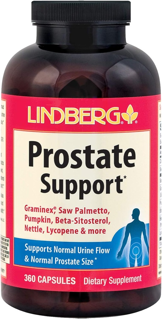 Lindberg Prostate Support* - with Graminex, Saw Palmetto, Pumpkin, Beta-Sitosterol, Nettle, Lycopene and More (360 Capsules)