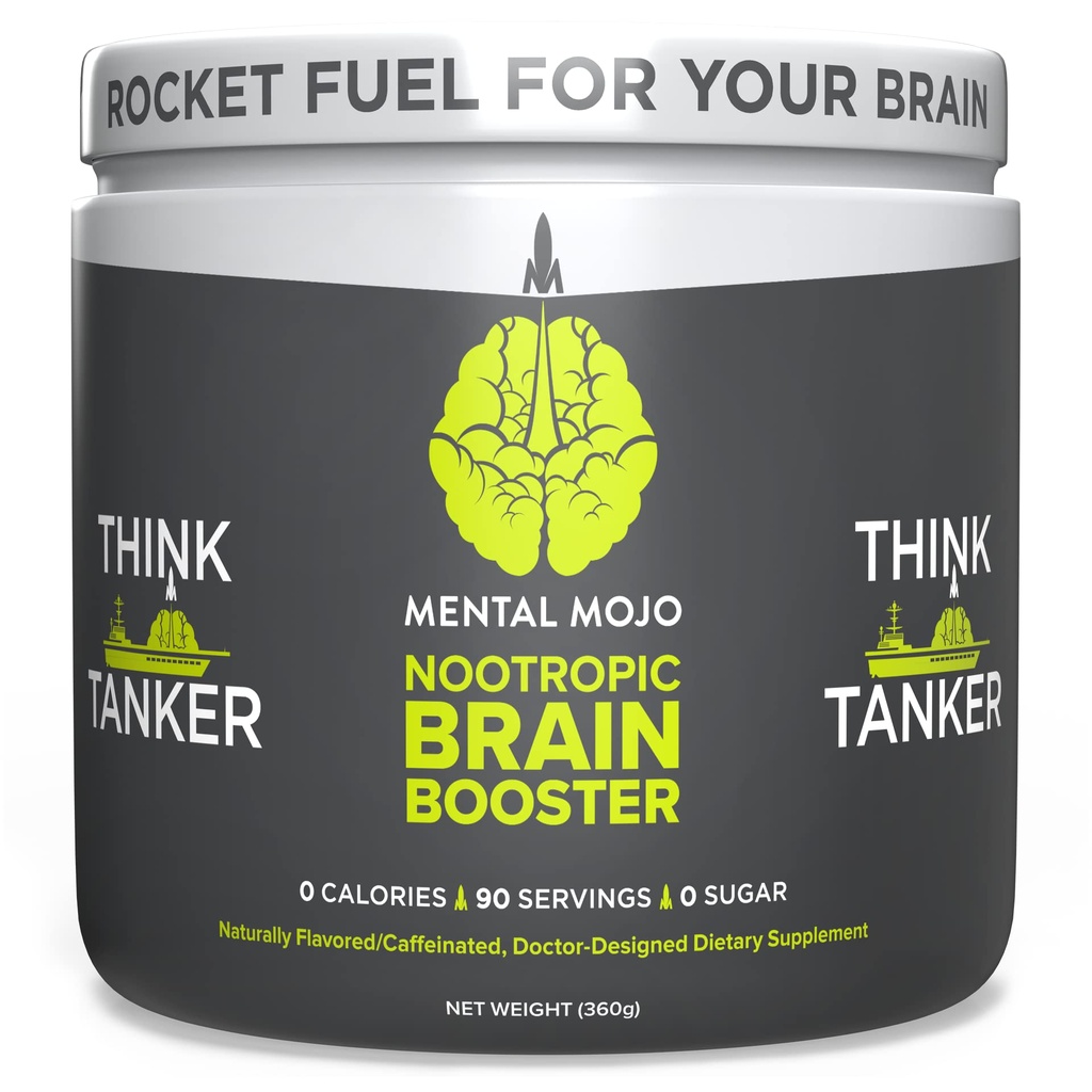 Nootropic Brain Booster (90 Servings) Nootropic Drink Mix & Brain Supplement - Brain Fuel Boosts Energy, Focus & Memory - Zero Calories, Sugar Free - Kiwi Strawberry