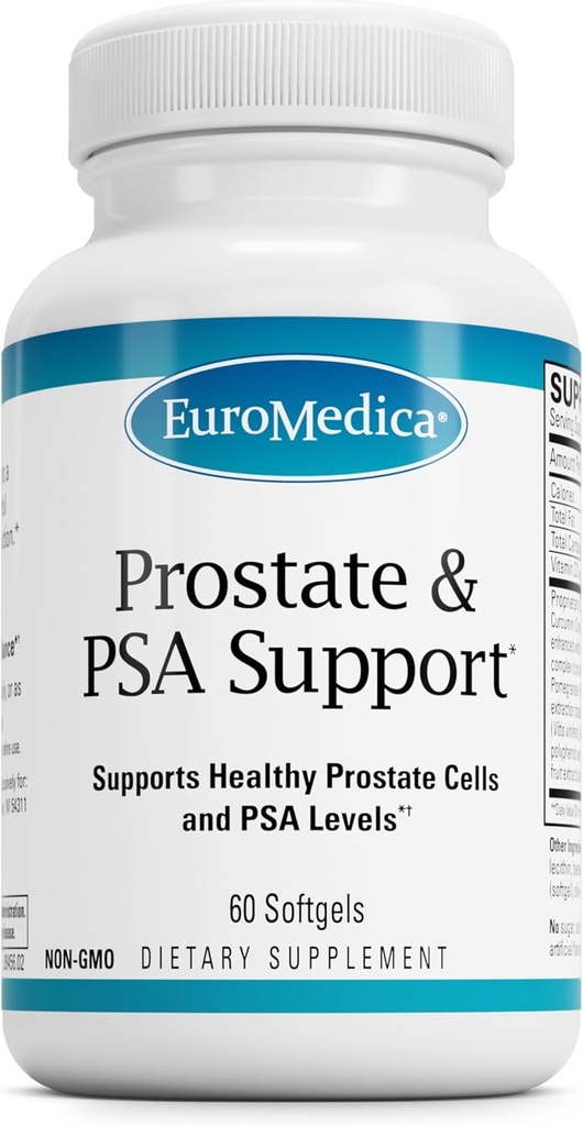 EuroMedica Prostate και υποστήριξη PSA - Συμπλήρωμα διατροφής για υγιή Prostate & Hormone Balance Support - συμπλήρωμα βοτάνων με κουρκουμίνη, αιθέριο έλαιο κουρμερών & εκχύλισμα σπόρων σταφυλιών - 60 Softgels