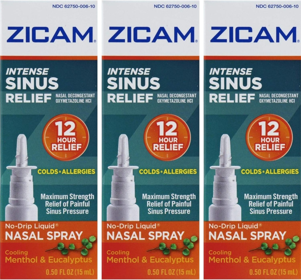 Zicam Intense Sinus Relief, Ψύξη Μέντχολ & Ευκάλυπτος Αντλία 0.5 fl oz (Quantity of 3)
