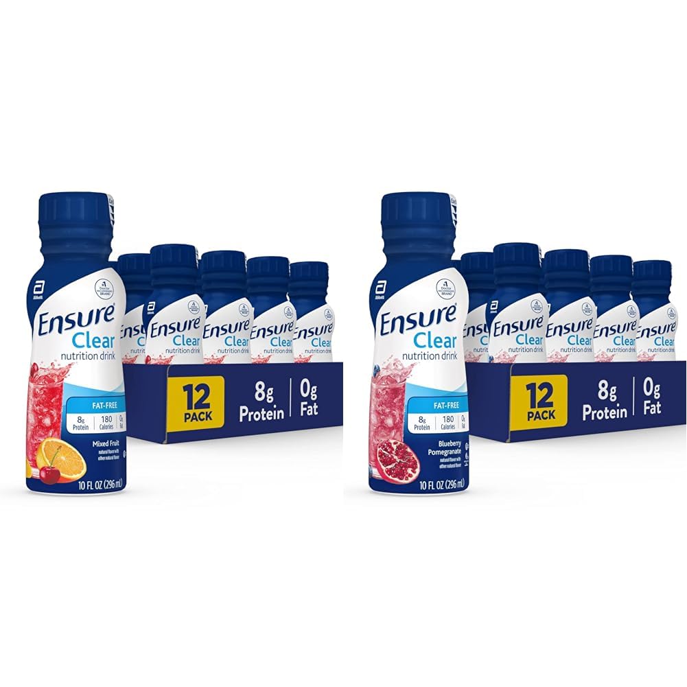 Διασφάλιση Clear Nutrition Drink, 0g Fat, 8g πρωτεΐνη, μικτή φρούτα & βατόμουρο Ρόδι Γεύσεις, 10 Fl Oz, συσκευασία των 12