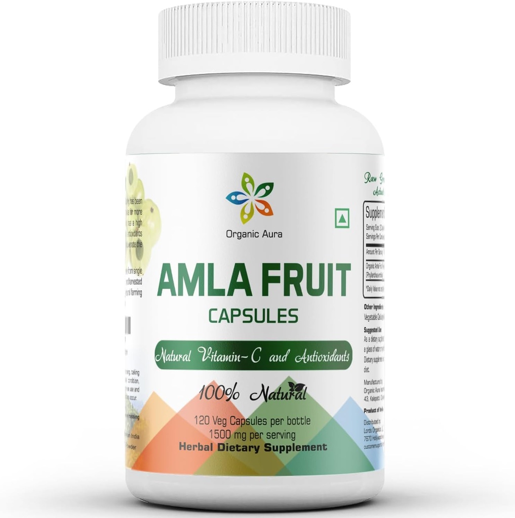 Κάψουλες Amla 1500mg -120 Κάψουλες Veg. Ακατέργαστη και καθαρή φυσική βιταμίνη C, Φυσικά Ενισχύει Ανοσία, Δερμάτινο Λαμπερό, Ενέργεια & Αφθονία Αντιοξειδωτικά. Όλη η πράσινη υπερτροφική διατροφή. Όχι GMO-Gluten Free.