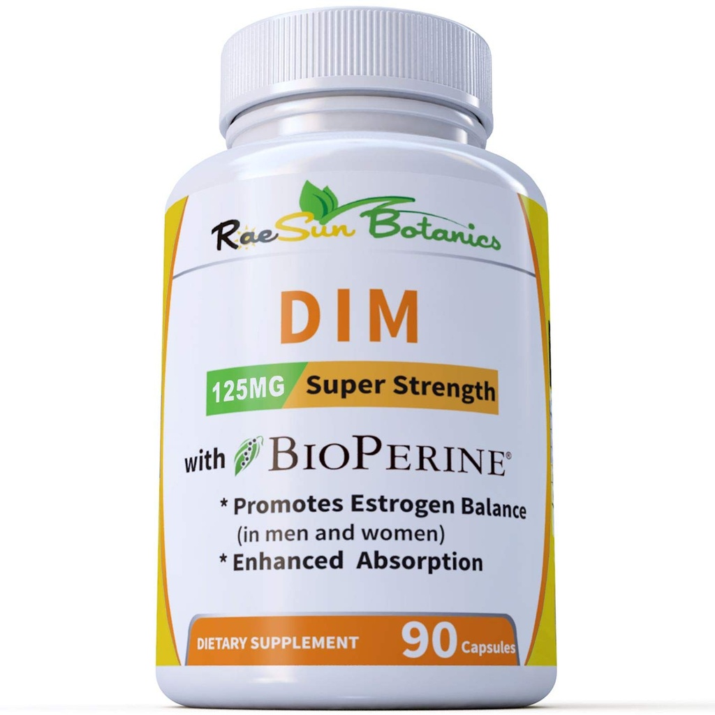 Συμπλήρωμα DIM 125mg - DIM Diindolylmethane Plus BioPerine 90-Ημέρα Προσφορά DIM για την ισορροπία των οιστρογόνων, ορμονική εμμηνόπαυση ισορροπία, Acne υποστήριξη, δέρμα μαλλιών και νύχια