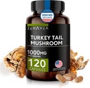 Turkey Tail Mushroom Capsules Immune System Support, Antioxydant and Digestive Properties - Mushrooms Supplement 1000mg - 120 Capsules - Equivalent to 15,000 mg of Organic Turkey Tail