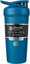 BlenderBottle Strada Shaker Κύπελλο μονωμένο από ανοξείδωτο χάλυβα μπουκάλι νερού με σύρμα Whisk, 24 Ounce, μπλε