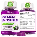 Calcium Magnesium Zinc Gummies with Vitamin D3 and K2, High Absorption Magnesium Glycinate Potassium for Immune and Muscles, Vegan Elderberry Flavor 60 Gummies