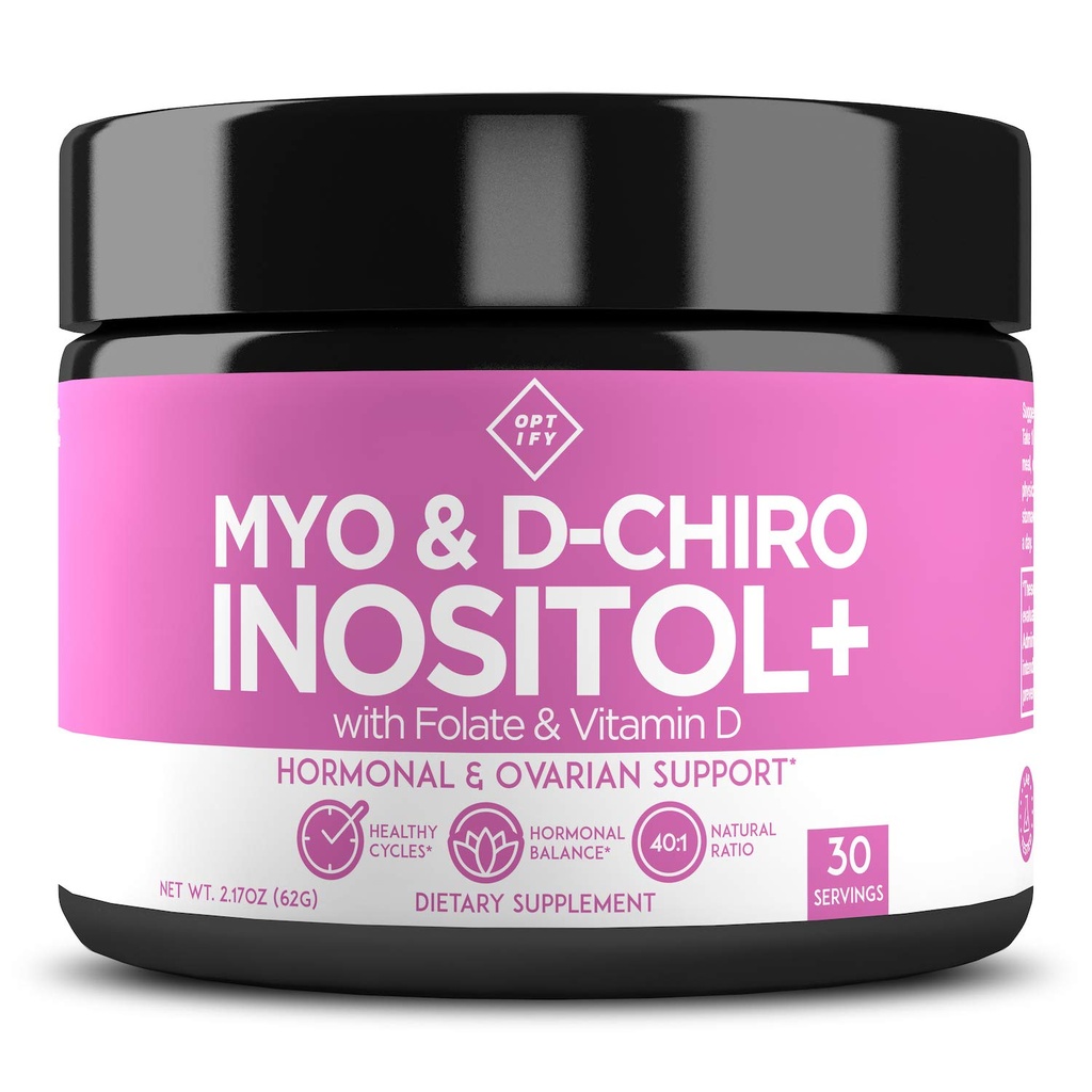 Optify Myo-Inositol & D-Chiro Inositol συμπλήρωμα σκόνης για τις γυναίκες – 40:1 Ratio Plus Folate και βιταμίνη D – Υποστήριξη Υγιής Ορμονική Ισορροπία, Τακτικοί Κύκλοι, & Ωοθηκική Υγεία – 30-Ημέρα προσφοράς