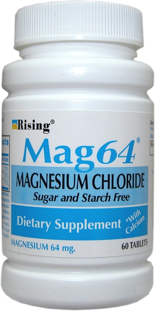 Rising Mag64 Magnesium Chloride with Calcium Tablets, 60 Count