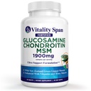 Glucosamine Chondroitin Σύνθετη κοινή ενίσχυση Τριπλή δύναμη με ψευδάργυρο και χαλκό, κοινό συμπλήρωμα για άνδρες και γυναίκες για το Cartilage και την κοινή υγεία, Made in USA, 90 Veg δισκία