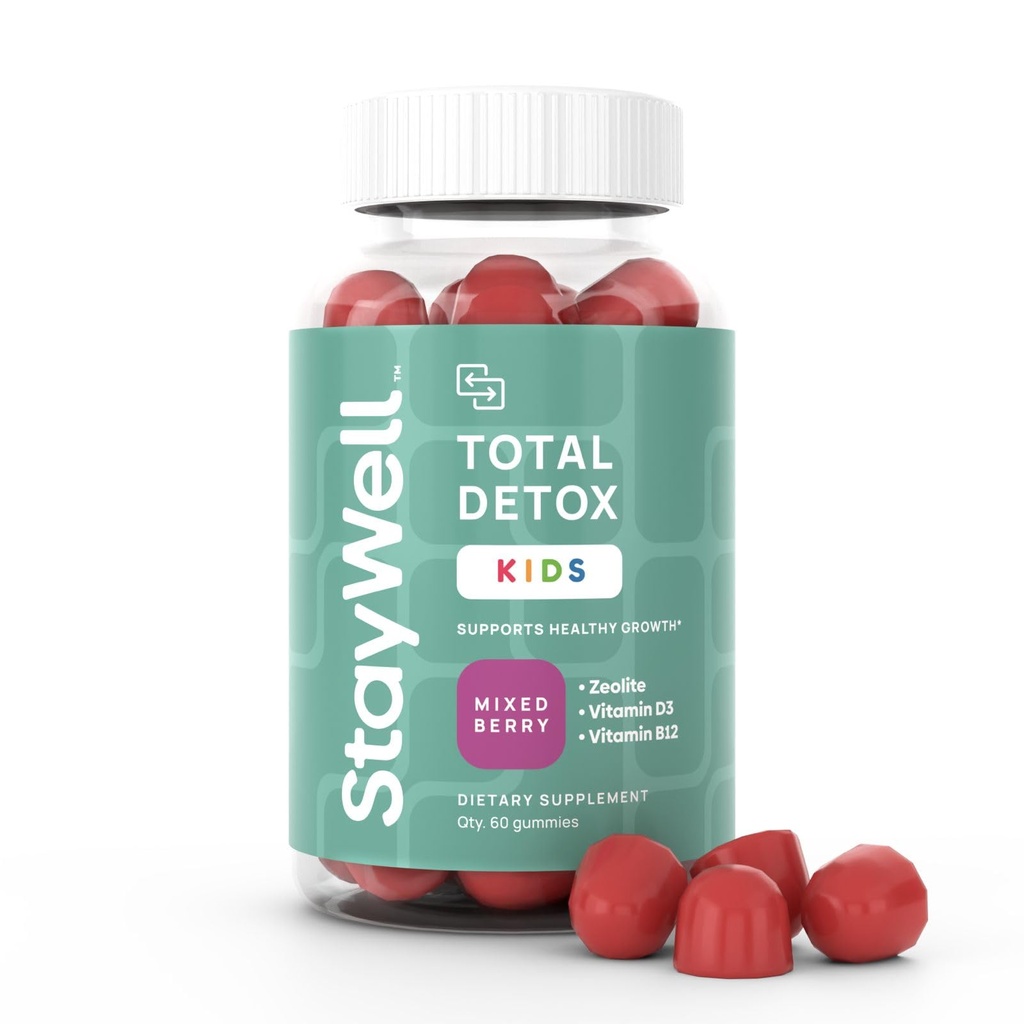 Φυσική ζεόλιθος Heavy Metal Detox παιδιά, μασώμενη ούλα, Μικροποιημένος ζεόλιθος, Total Body Metal Cleanse, Toxin Cleanse, Non-GMO, 60 Mixed Berry Gummies