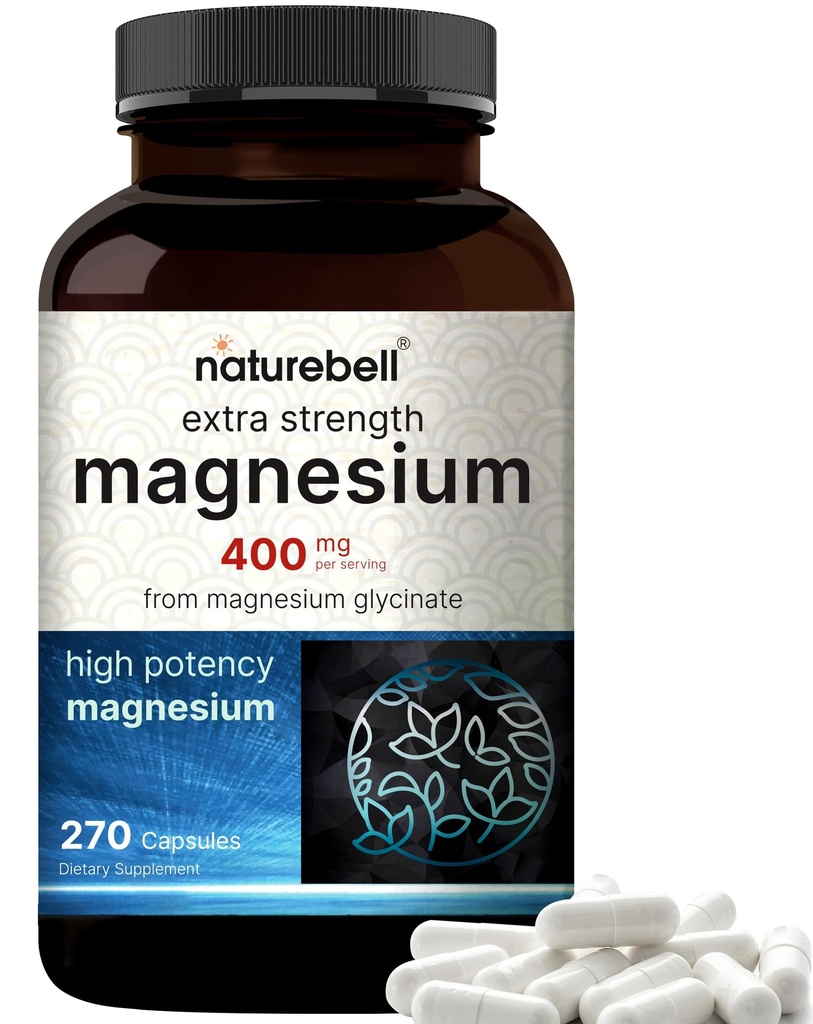 NatureBell Μαγνήσιο Γλυκινικό 400mg Στοιχείο, 270 κάψουλες 