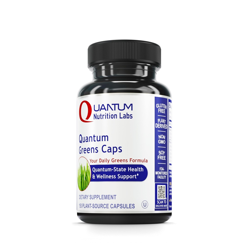 Quantum Nutrition Labs Greens Capsules - Super Greens Capsules, Greens Supplements, Superfood Blend for Wellness, Organic Veggie Pills with Kale, Leafy Greens, Alfalfa - 150 Vegetarian Capsules