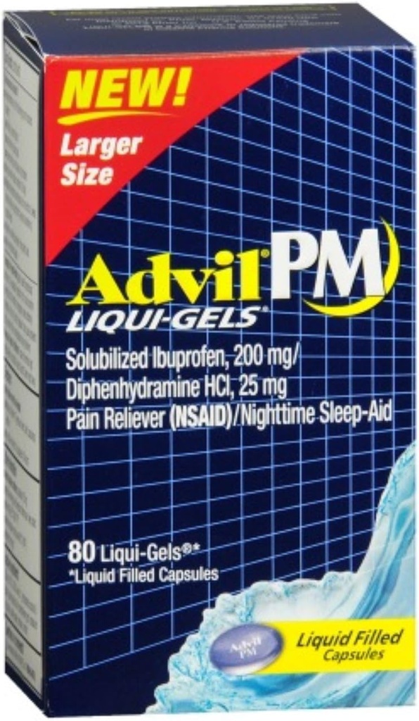 Advil PM Ibuprofen 200 mg Liqui- Gels 80 ea (πακέτο των 9)