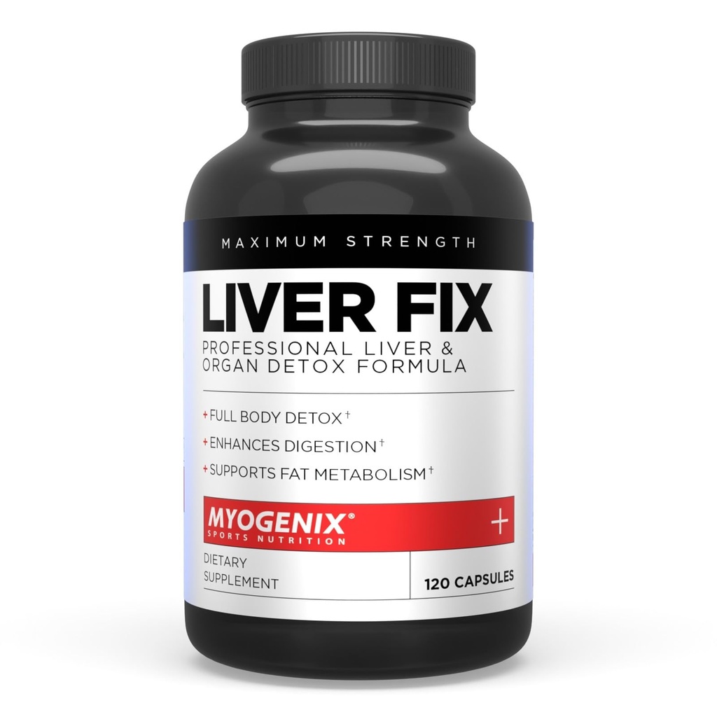 Myogenix Liver Fix – Επαγγελματική φόρμουλα ήπατος & οργάνων Detox – Ενισχύει την πέψη – Υποστηρίζει τον λιπώδη μεταβολισμό – Easy-to-Swallow – Συμπλήρωμα διατροφής (120 κάψουλες)