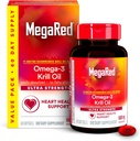 MegaRed Ultra Strength 1000mg Omega-3 Krll Oil Supplement with EPA/DHA, Ασταξανθίνη & Φωσφολιπίδια, No Fish Oil Aftresse Supports Heart, Brain, Joint and Eye Health, 60 Count Softgels.