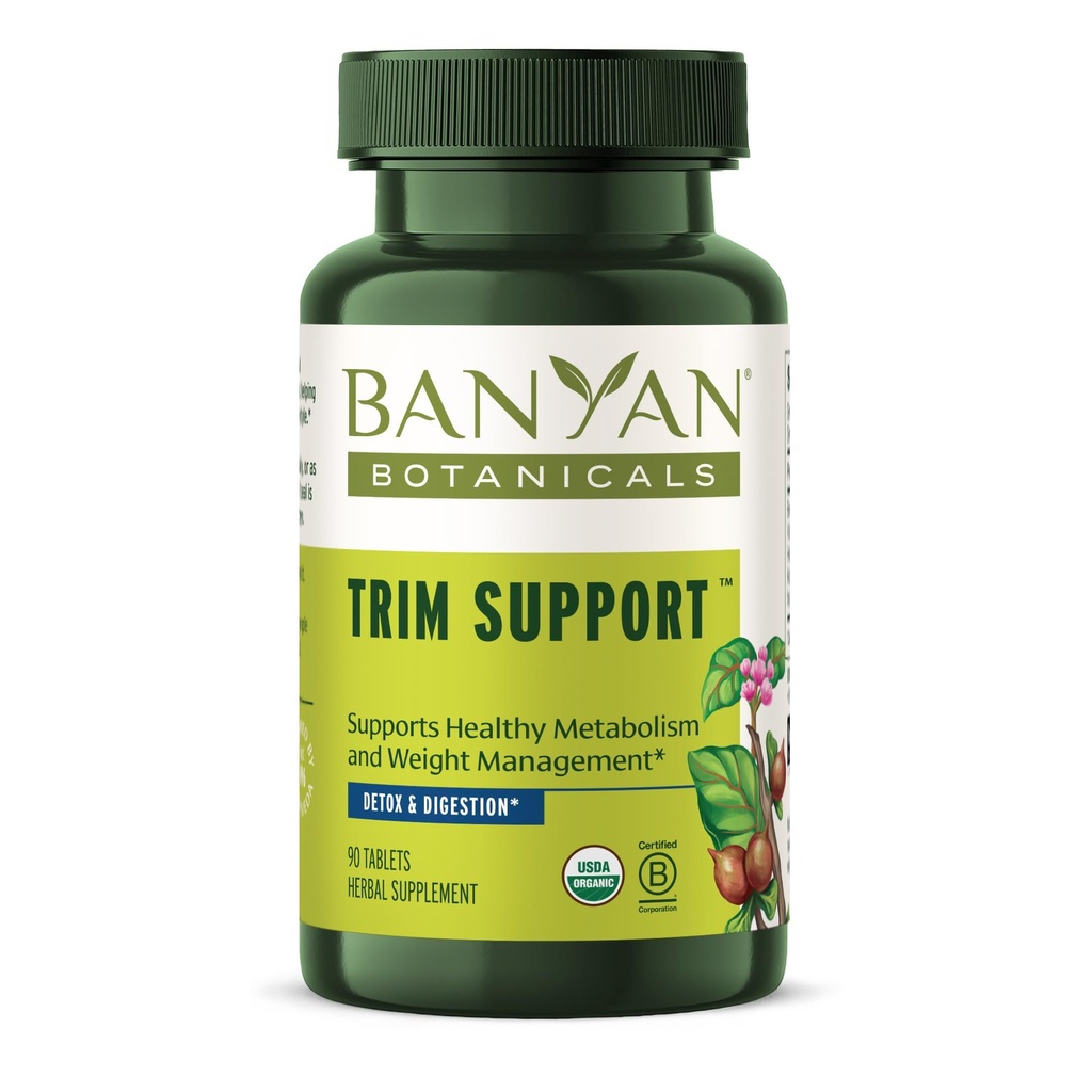 Banyan Botanicals Trim Υποστήριξη – Βιολογικό συμπλήρωμα απώλειας βάρους* – Φυσικός Μεταβολισμός Υποστήριξη με Triphala, Guggulu & Ayurvedic Βότανα για τον καθαρισμό* – 90 δισκία – Μη ΓΤΟ Βιώσιμα που προέρχονται Vegan