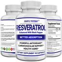 Simply Potent Resveratrol 1000mg Supplement with Black Pepper for Max Absorption, Antioxidant & Anti-Aging Pills for Heart, Immune & Skin Health, 90 Capsules
