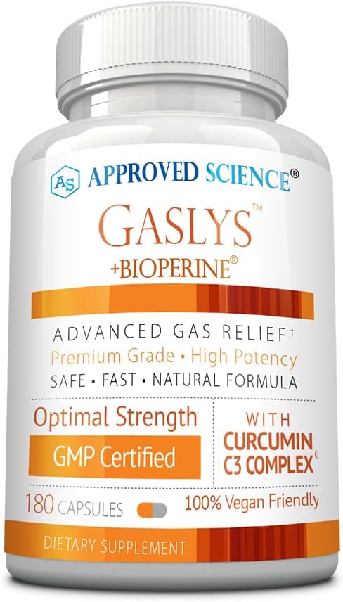Εγκεκριμένη Επιστήμη Gaslys - Digestive Tract, Gas, and Stomach Supplement - με Artichoke Powder, Ginger, Fennel Seed - 180 Count - Pack of 1