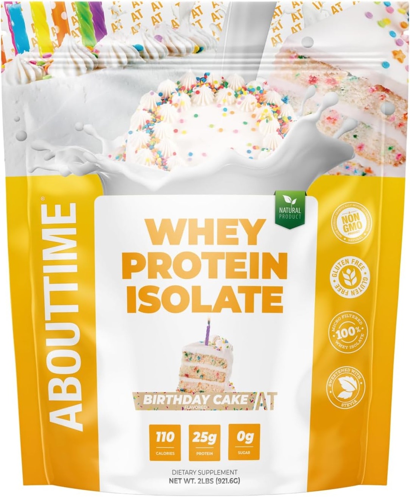 Σχετικά με το χρόνο Whey Protein Isolate Powder 25g τούρτα γενεθλίων, φυσικά συστατικά, μη ΓΤΟ, χωρίς γλουτένη, Λακτόζη-ελεύθερο, Zero ζάχαρη, χαμηλή υδατάνθρακες, 32 εξυπηρετούν