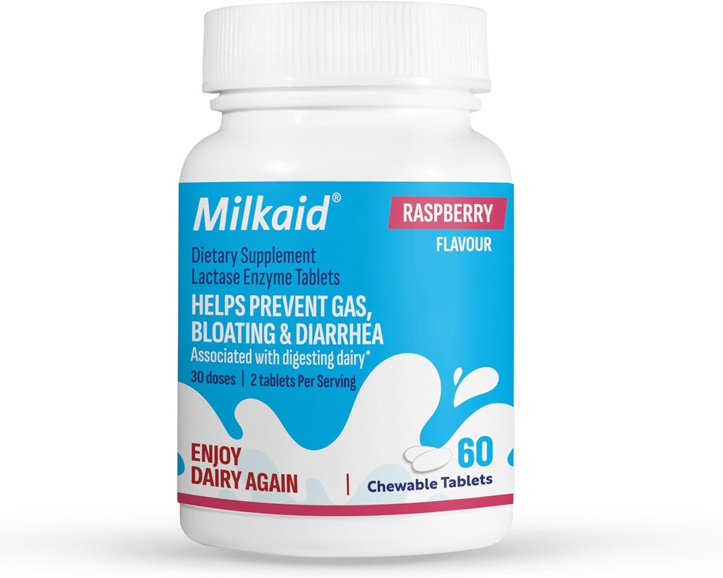 Milkaid Lactase Enzyme Chewable Tablets for Lactose Intraance Relief 