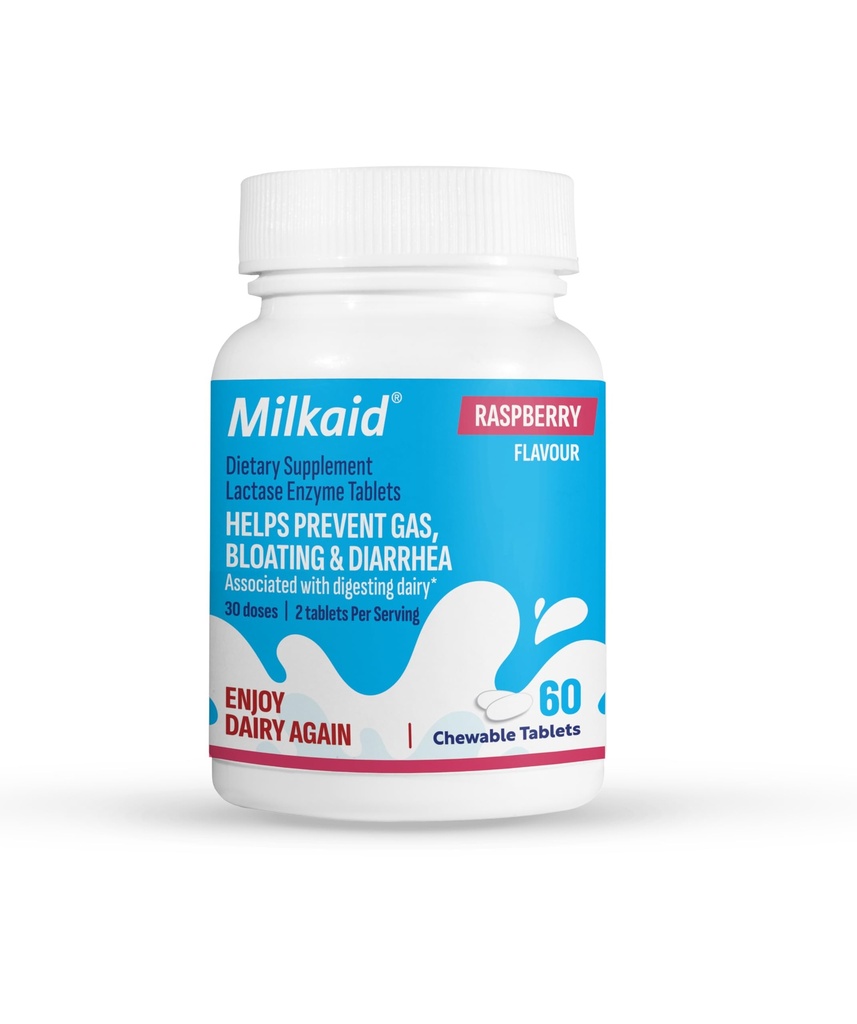 Milkaid Lactase Enzyme Chewable Tablets for Lactose Intraance Relief 