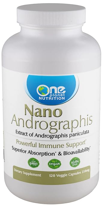 One Planet Nutrition Nano Androographis 500 mg Veggie Κάψουλες (120 Servings), Andrographis paniculata Extract, Nano για Superior Απορρόφηση, Υποστηρίζει Συνολική Ευεξία, Μη ΓΤΟ, Vegan, Χωρίς Γλουτένη