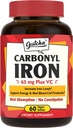 Συμπλήρωμα σιδήρου, 65 mg Carbonyl Iron Plus Vitamin C, Energy & Blood Support for Women & Men, Καλύτερη Απορρόφηση, Απαλό στο στομάχι, Όχι Ναυτία, Χωρίς Δυσκοιλιότητα, Vegan, Μη ΓΤΟ, 60 Ct
