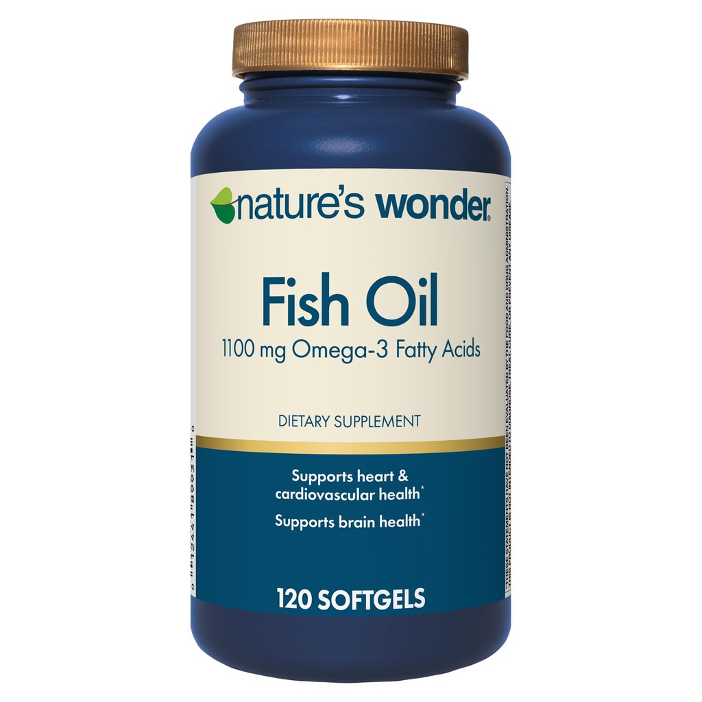 Nature's Wonder Fish Oil 1100mg Ωμέγα-3 Fish Oil Συμπληρώματα για γυναίκες και άνδρες, EPA & DHA για υγιείς αρθρώσεις, καρδιά, ανοσοποιητικό σύστημα, 120 Ημέρα προσφοράς Softgels