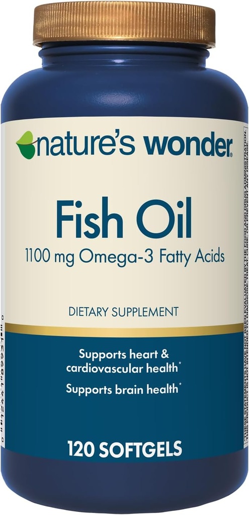 Nature's Wonder Fish Oil 1100mg Ωμέγα-3 Fish Oil Συμπληρώματα για γυναίκες και άνδρες, EPA & DHA για υγιείς αρθρώσεις, καρδιά, ανοσοποιητικό σύστημα, 120 Ημέρα προσφοράς Softgels