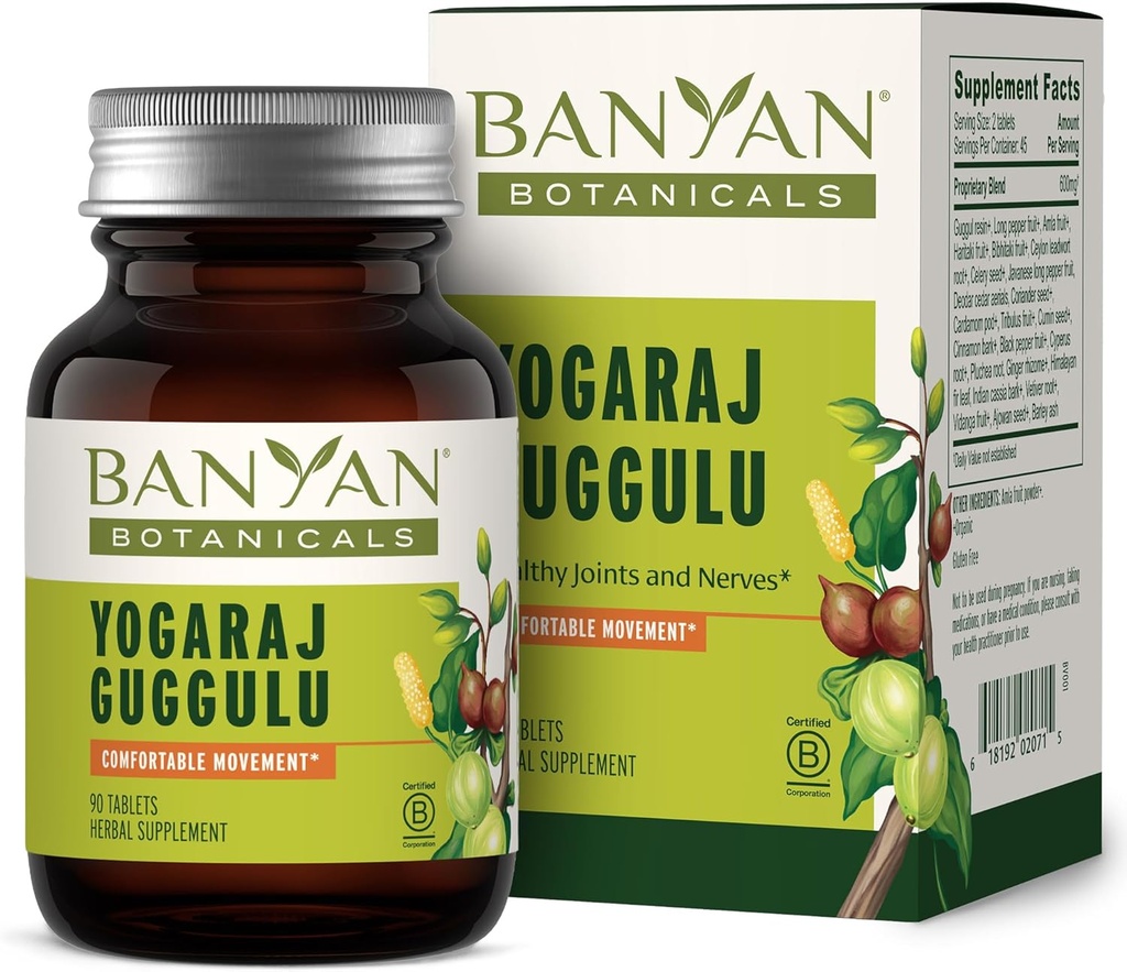 Banyan Botanicals Yogaraj Guggulu – Συμπλήρωμα οργανικής κοινής υποστήριξης -–Ayurvedic Blend for Supporting The Skeletal and Neuromusic Systems* – 90 Tablets – Μη ΓΤΟ, Με Βιώσιμη προέλευση, Vegan