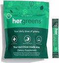 MIXHERS Hergreens - Greens & Veggie Powder - Made from Whole Foods - with Digestive Enzymes & Kale - Διατροφή Σχεδιασμένο για γυναίκες - Υποστήριξη Καρδιά & Ήπαρ - 15 πακέτα ποτών - Pink γκρέιπφρουτ