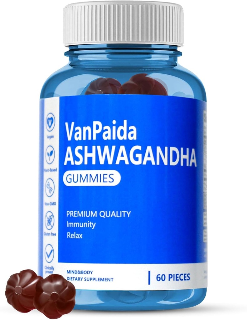 Vegan Ashwagandha Gummies, Ηρεμία, Ποιότητα ύπνου, Μνήμη & Συμπληρώματα Γνωστικής Υποστήριξης, Χαλαρωτικό, Αποκατάσταση, Βιταμίνη D, Ανοσολογική Υποστήριξη, Βιολογικό εκχύλισμα ρίζας της Νότιας Αφρικής Ashwagandha, Χωρίς Γλουτένη.