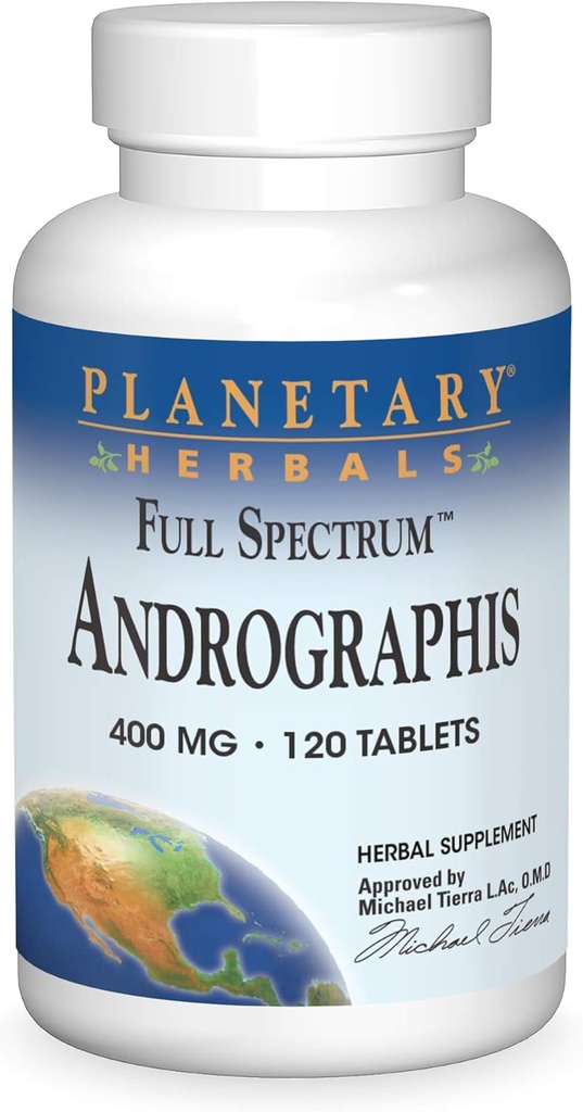 Planetary Herbals Full Spectrum Andrographis 400mg Υποστήριξη Υγιή Πειθαρχικά, Καρδιαγγειακά & Μη Αντιρινικά Συστήματα - Υποστήριξη για Υγιή Ηπατική & Ανοσοποιητική Λειτουργία - Αγιουρβεντικό Βότανο - 120 Tablets