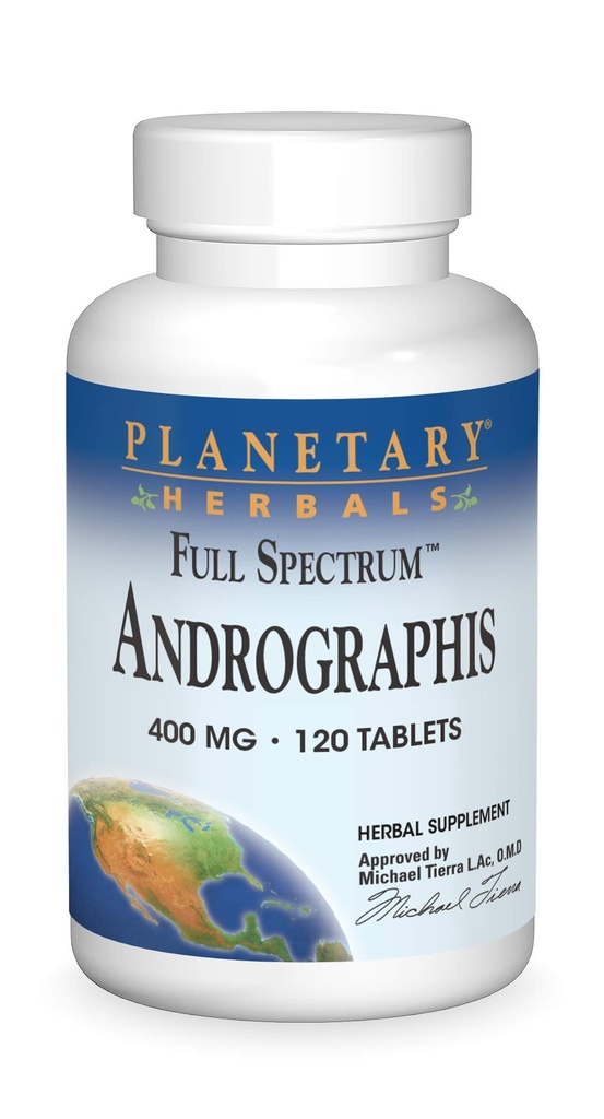 Planetary Herbals Full Spectrum Andrographis 400mg Υποστήριξη Υγιή Πειθαρχικά, Καρδιαγγειακά & Μη Αντιρινικά Συστήματα - Υποστήριξη για Υγιή Ηπατική & Ανοσοποιητική Λειτουργία - Αγιουρβεντικό Βότανο - 120 Tablets