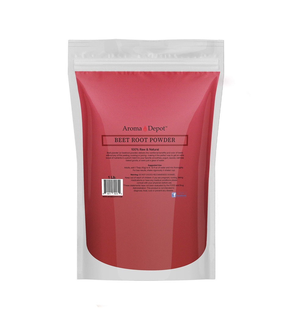 Beet Root Powder 1 lb. by Aroma Depot Raw & Non-GMO I Vegan & Gluten Free I Nitric Oxide Booster I Booster Stamina and Aυξάνει την ενέργεια I I I I Insuman System Booster I 100% Φυσικό