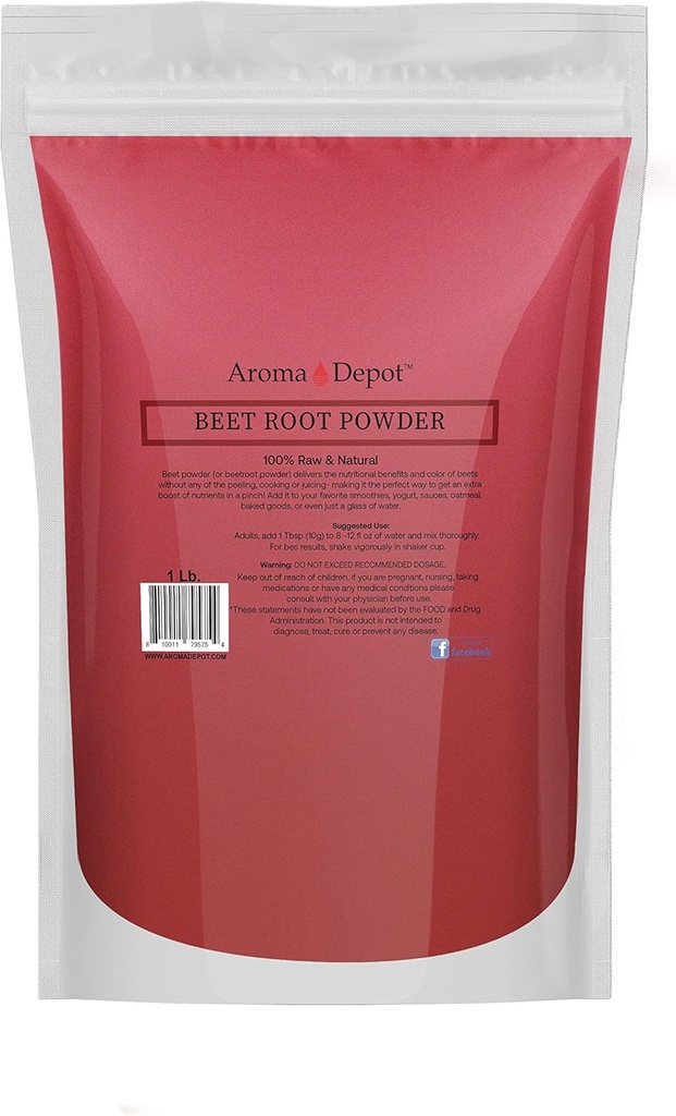 Beet Root Powder 1 lb. by Aroma Depot Raw & Non-GMO I Vegan & Gluten Free I Nitric Oxide Booster I Booster Stamina and Aυξάνει την ενέργεια I I I I Insuman System Booster I 100% Φυσικό