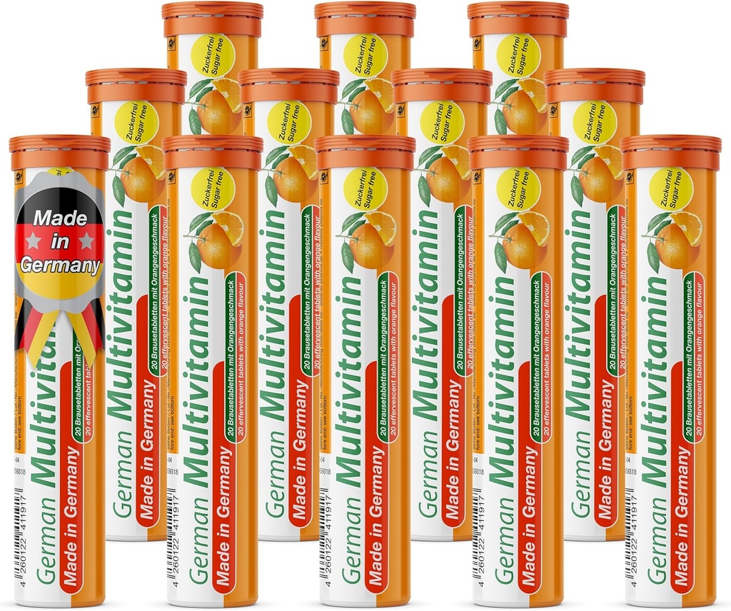 T&D Γερμανική Μαλτβιταμίνη 10 Βιταμίνες - 240 Vegan Drink Αναβράζοντα Δισκία - Πορτοκαλί Γεύση - Made in Germany
